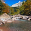 Los Pirineos. Huesca. Valle de Hecho. Selva de Oza. Río Aragón Subordán